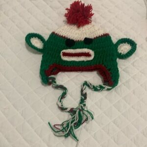 Toddler sock money hat crochet hat Christmas photo prop hat red green white